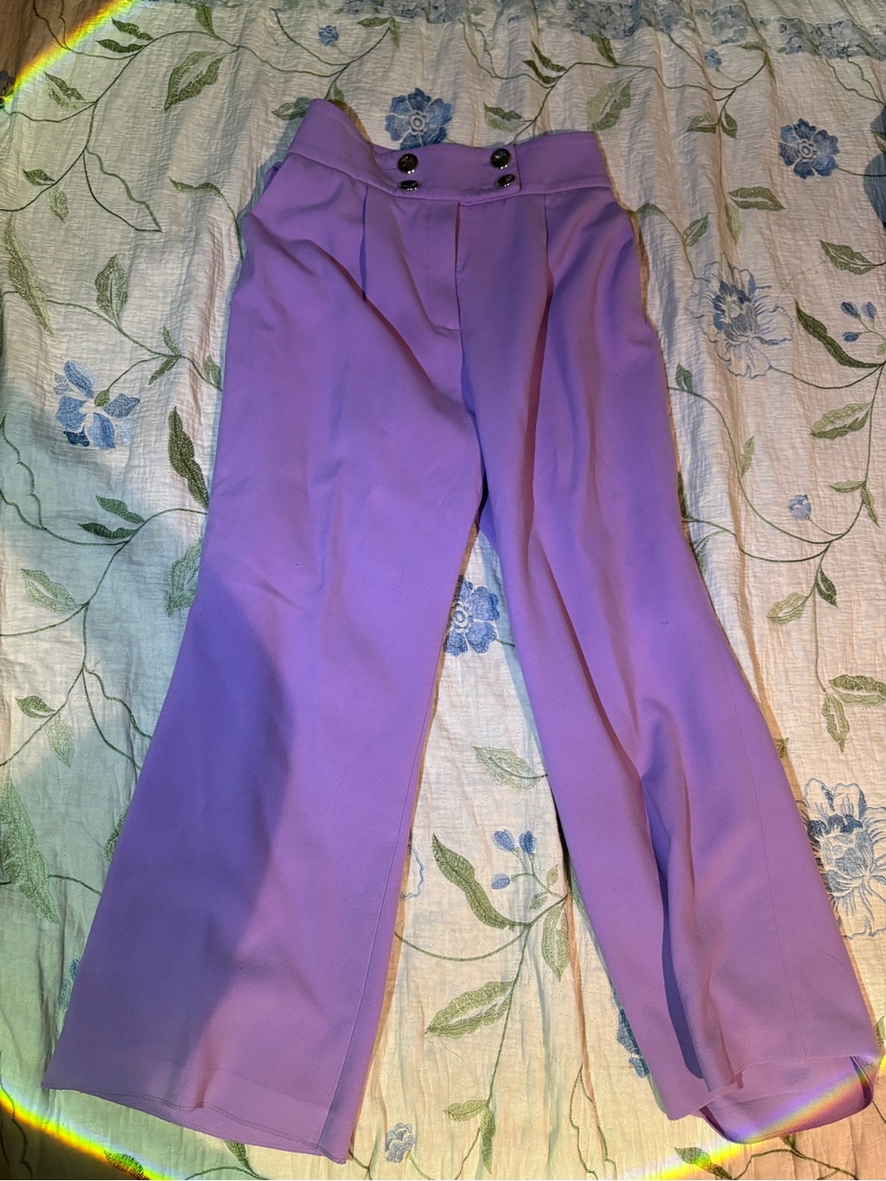 Uterque Lilac High-Rise Wide-Leg Trousers